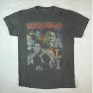 Muhammad Ali Graphic T-Shirt Charcoal Gray Boxing Legend Short Sleeve Tee